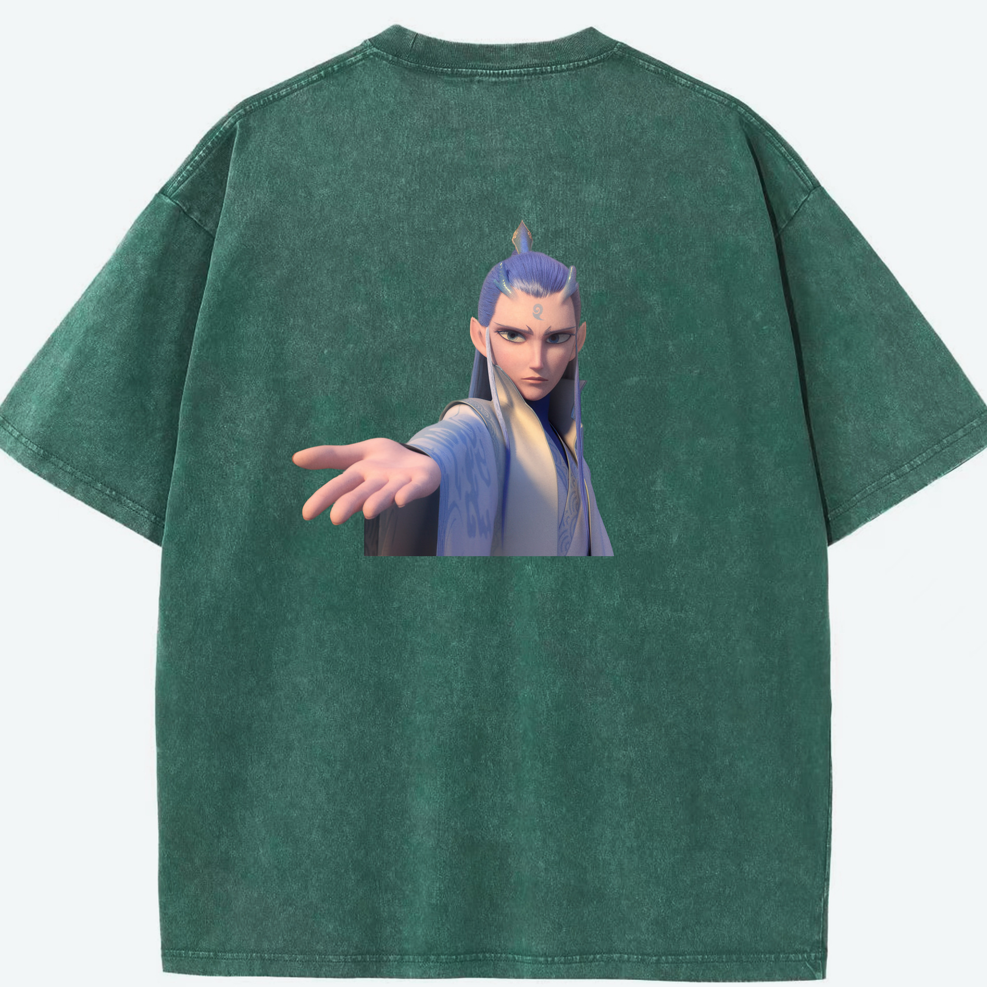 （画像用） Ne Zha 2 ナタ 魔童の大暴れ 綿100% ヴィンテージ風 半袖Tシャツ（背面プリント）